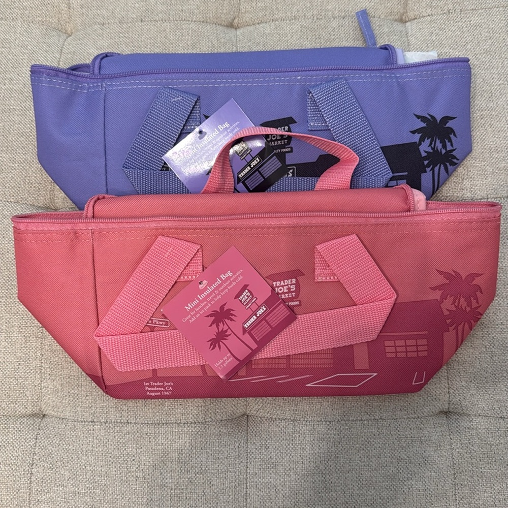 NWT Trader Joe's Insulated Cooler Bags - Purple and Pink